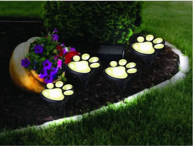 Paw Print Solar Garden Lights