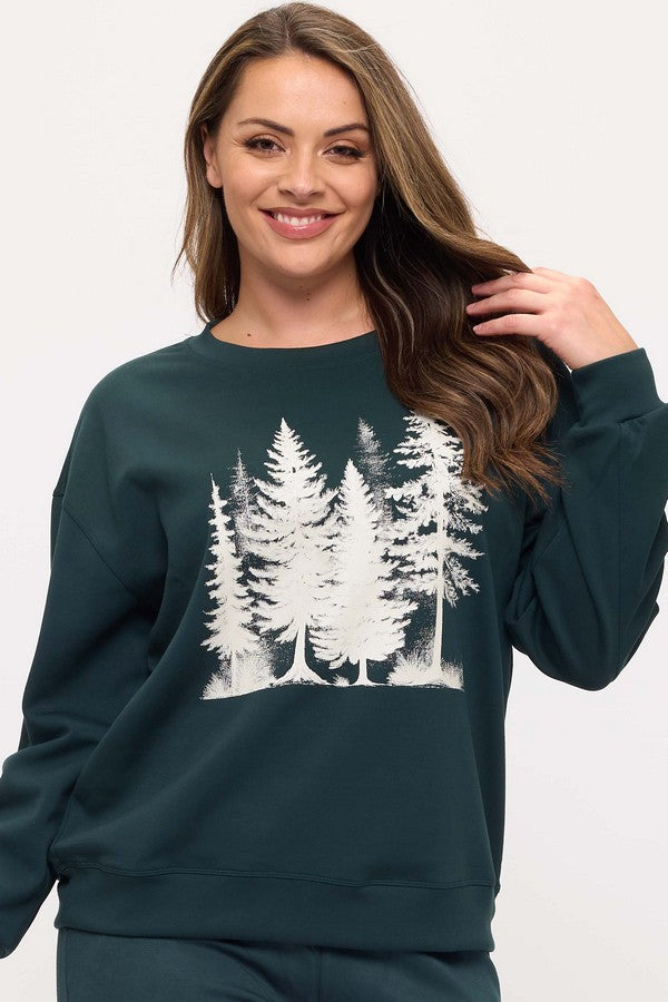 Frosted Pines Graphic Pullover