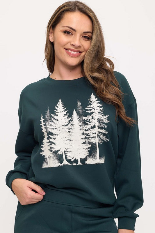 Frosted Pines Graphic Pullover