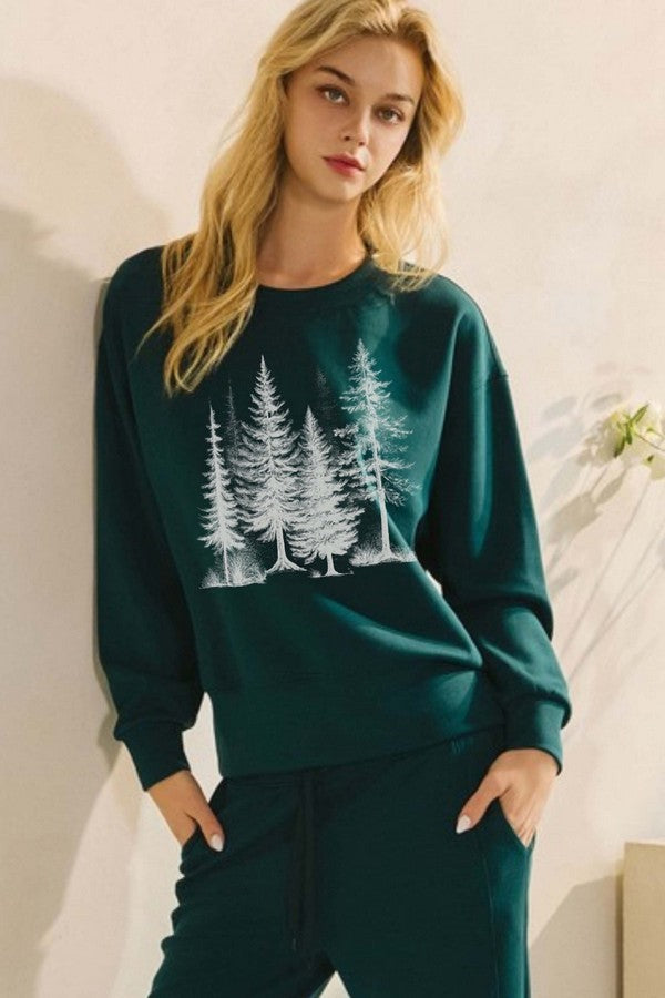 Frosted Pines Graphic Pullover