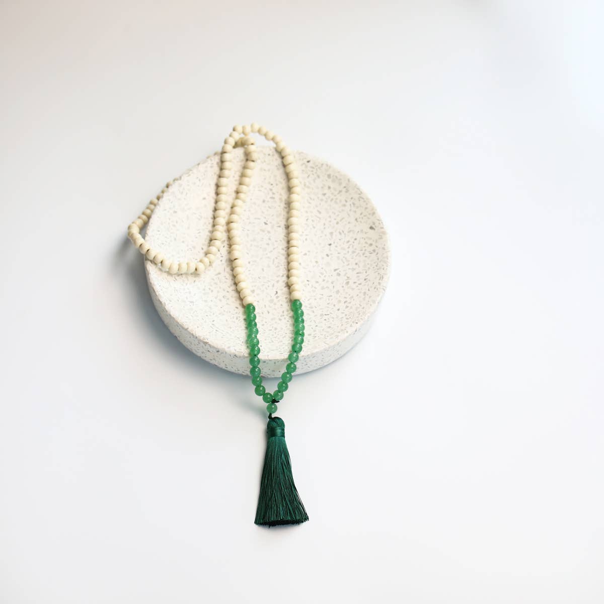 Boho Vibe Wood Bead & Tassel Necklace