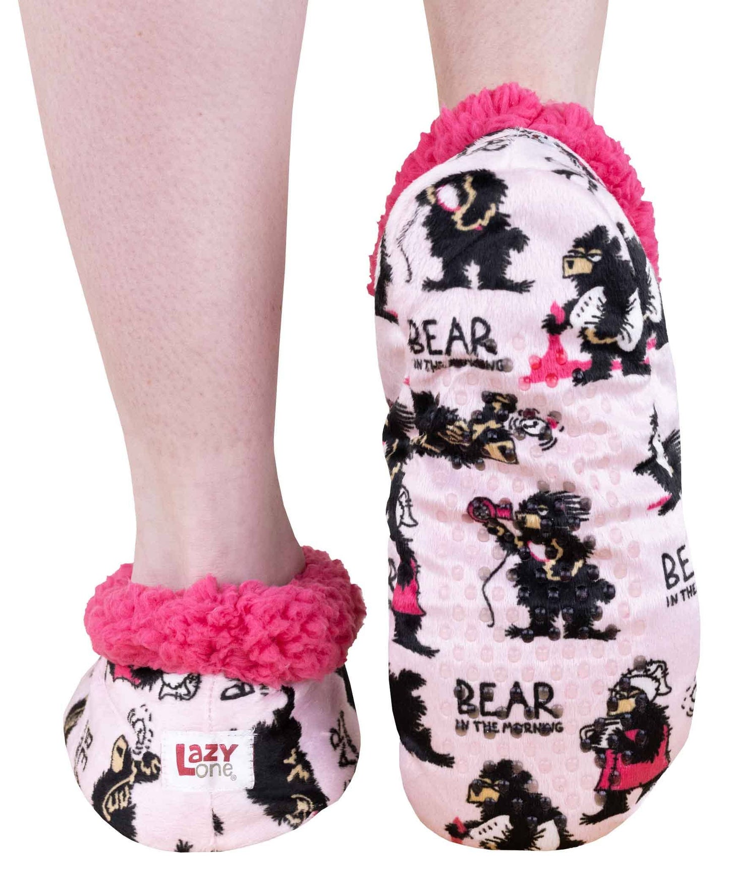 Bear in the AM Pink Fuzzy Feet: L/XL