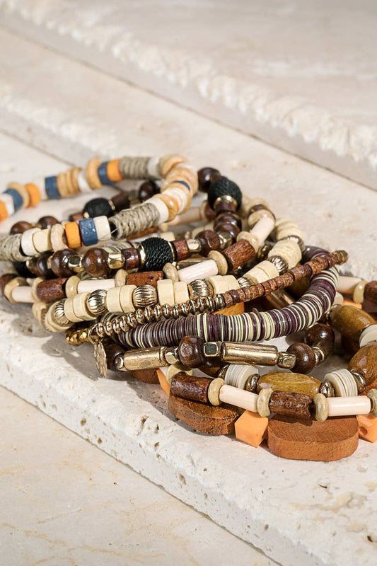 Mixed Bead Bracelet Set: Gdbrw-Brown / OS