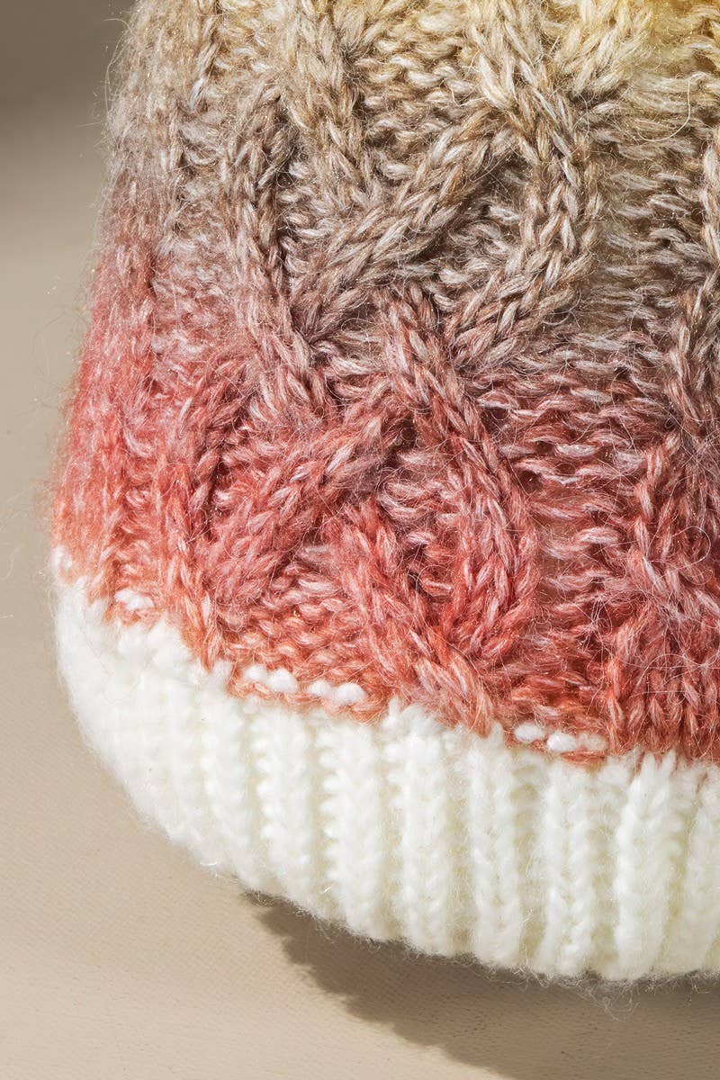 Colored Cable Knitted Beanie (2 Colors: Sunset and Gray)