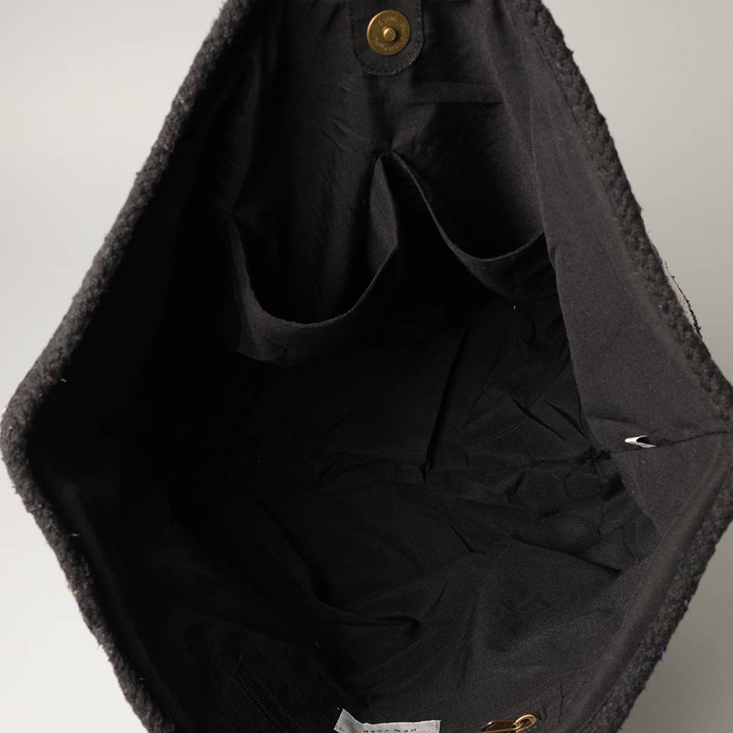 Tribal Aztec Shoulder Tote Canvas Bag (Black)