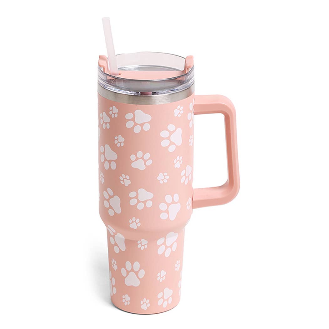 Paw Prints Patterned 40oz Tumbler with Handle