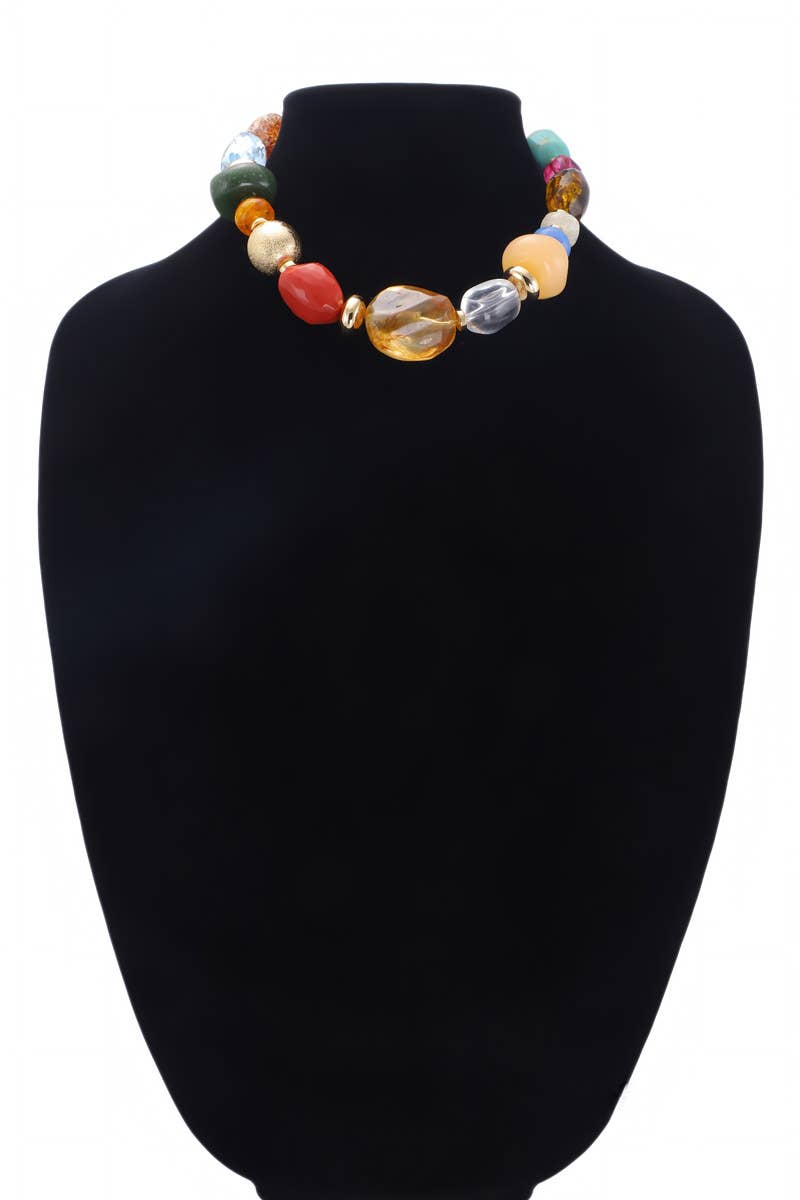Colorful Mixed Natural Stone Necklace: Multi(Mu) / OS