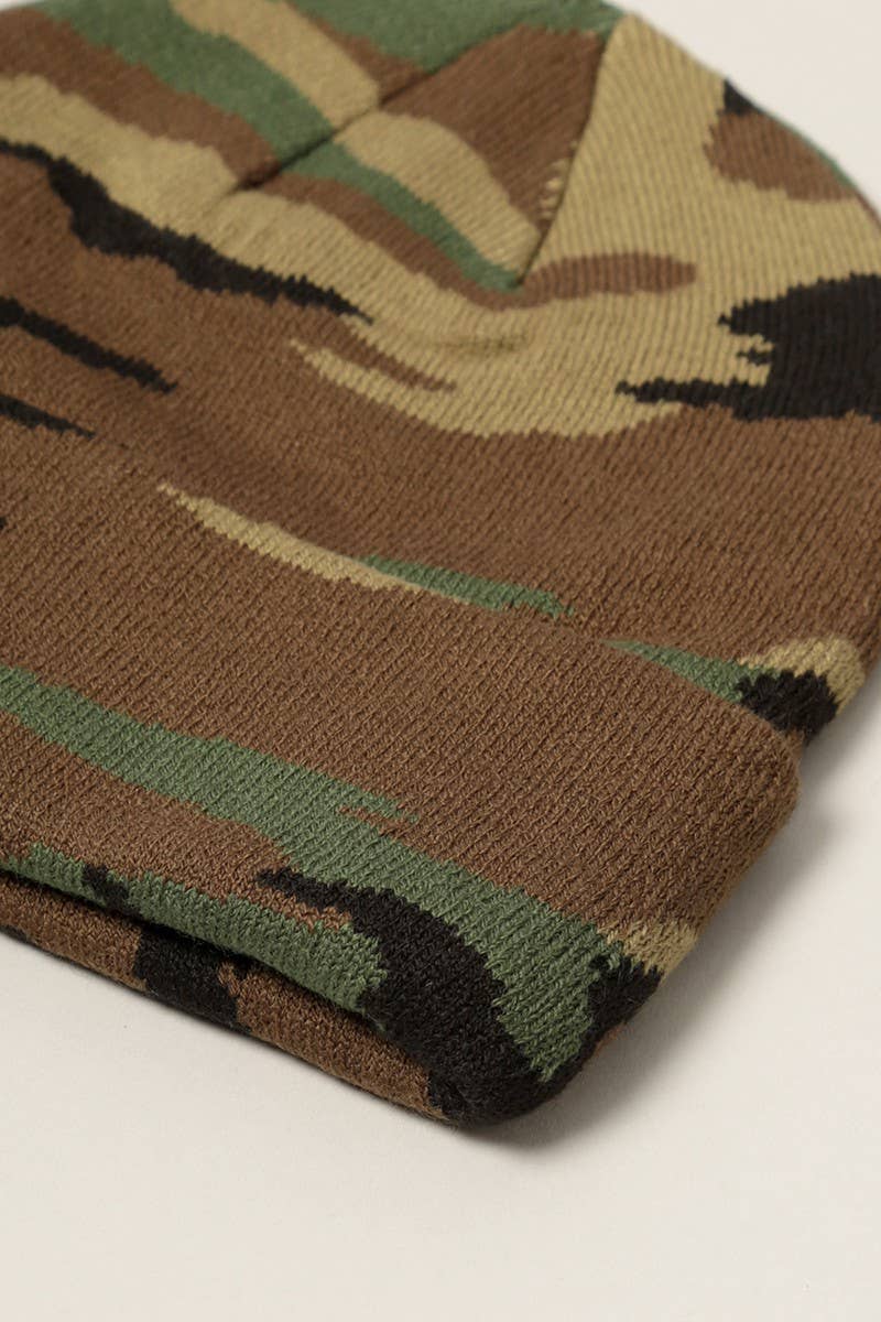 Camouflage Cuff Knitted Beanie Hat