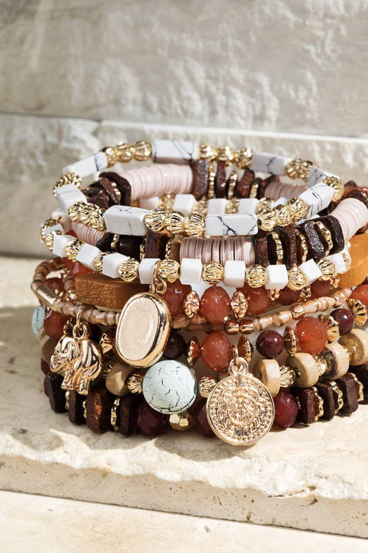 Multi Layered Natural Stone Bracelet: Pink Sand(Gdbrw) / OS