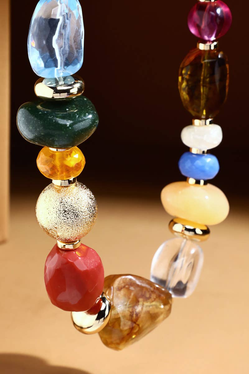 Colorful Mixed Natural Stone Necklace: Multi(Mu) / OS