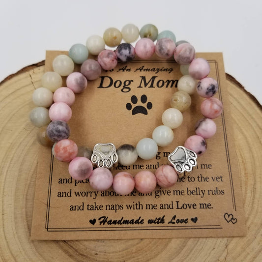 Natural Stone Dog Mom Bracelet - 2 Colors