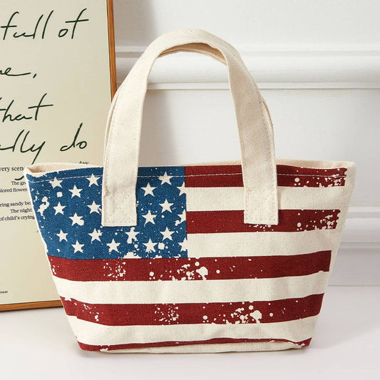 USA Flag Mini Tote With Key Ring Holder