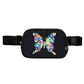 Butterfly-Shaped Flowers Embroidery Fanny Pack (Black & Purple)
