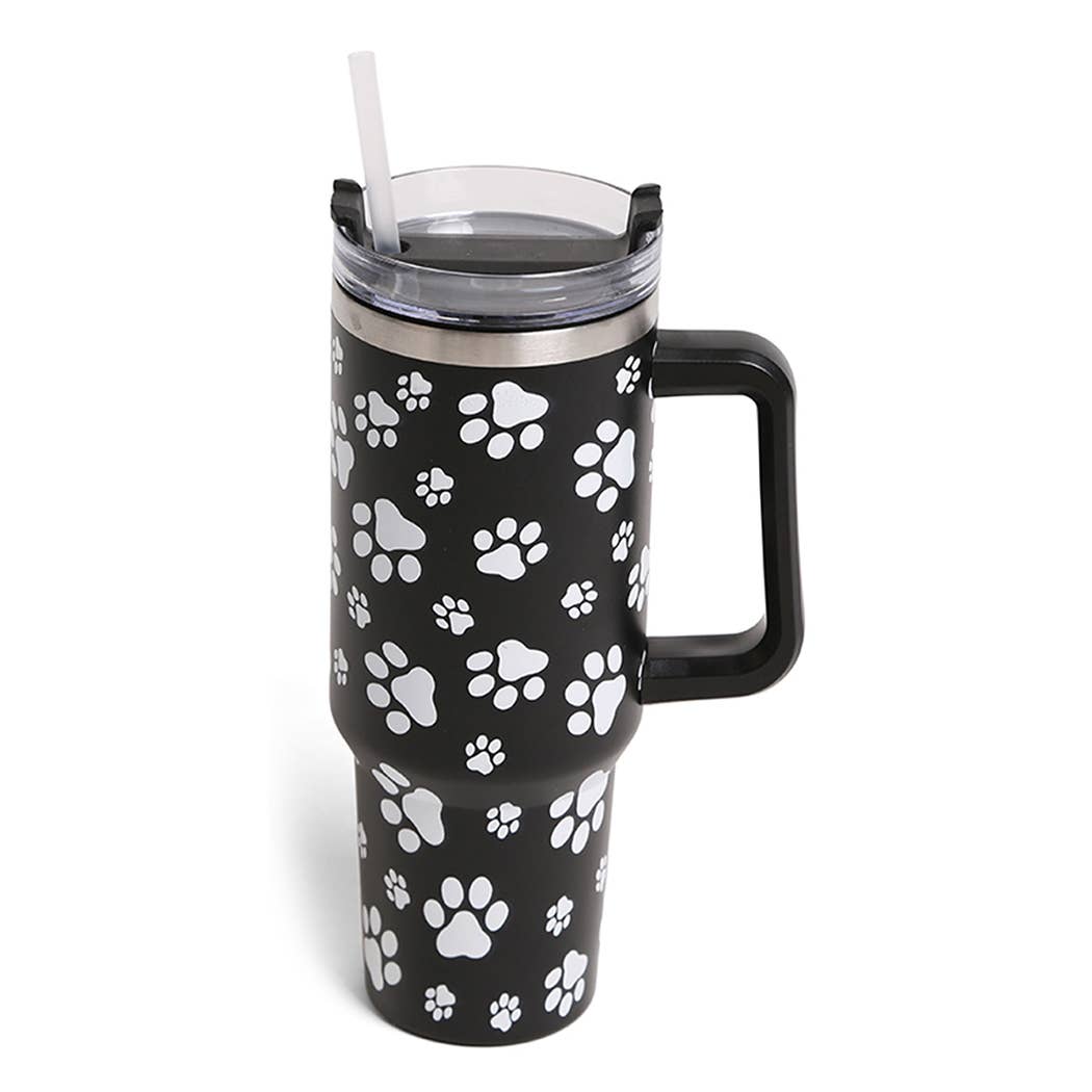 Paw Prints Patterned 40oz Tumbler with Handle
