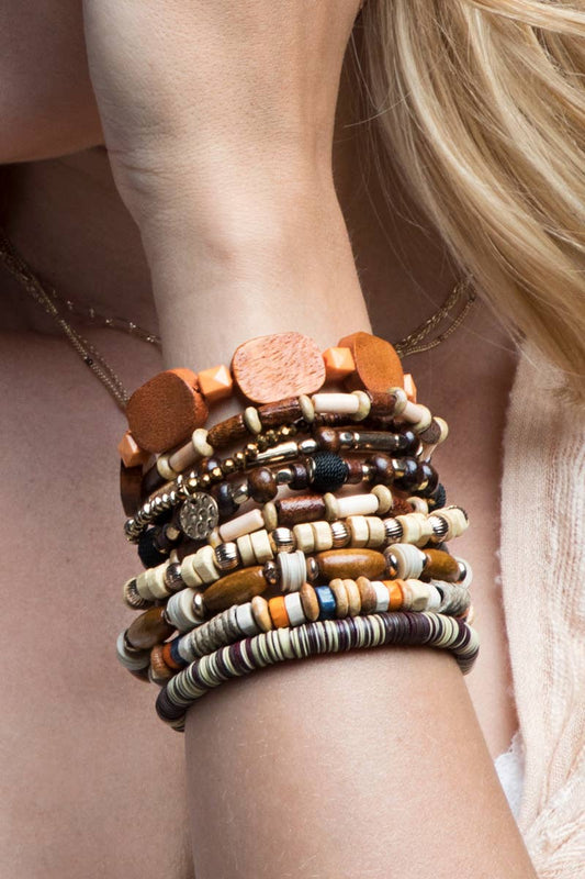 Mixed Bead Bracelet Set: Gdbrw-Brown / OS