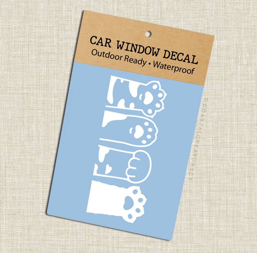 Cat Paws & Claws White Car Window Sticker Decal