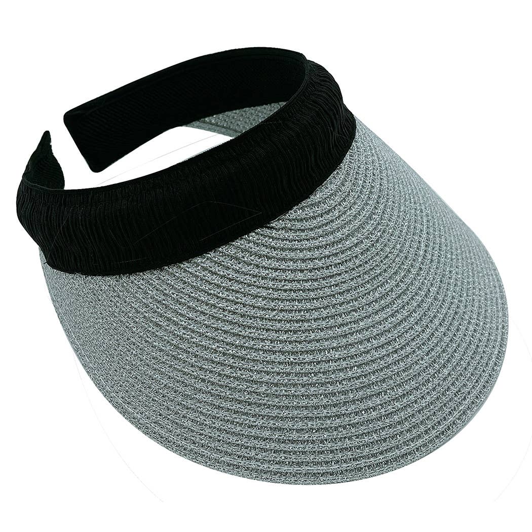 Metallic Straw Natural Material Sun Visor (Silver)