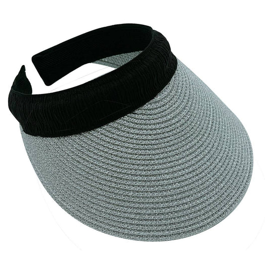 Metallic Straw Natural Material Sun Visor (Silver)