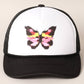 Hand-Painted Abstract Butterfly Trucker Cap (Hot Pink + Black)