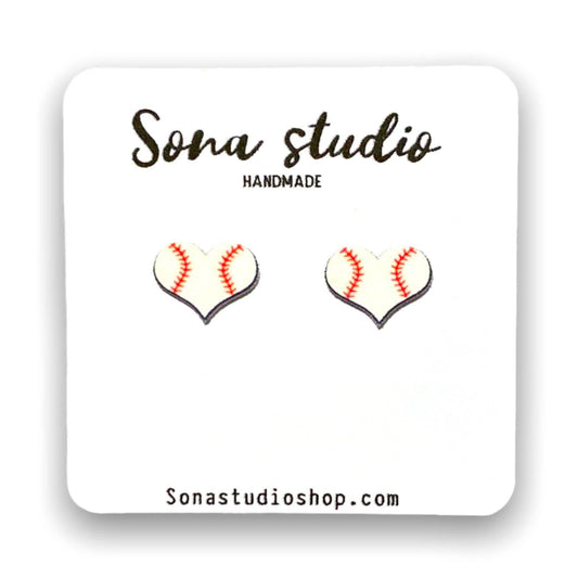 Baseball Heart Earrings