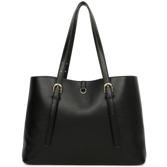 Isla Biodegradable Vegan Leather with detachable bag XL Tote: Black
